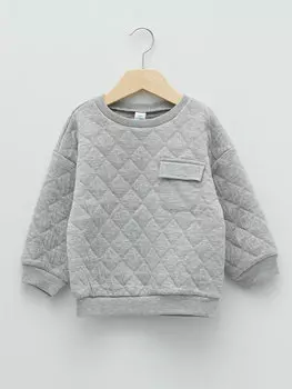 Толстовка для маленьких мальчиков с круглым вырезом и длинными рукавами LCW baby, светло-серый