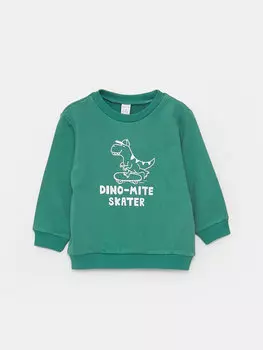 Толстовка для маленьких мальчиков с круглым вырезом и длинными рукавами с принтом LCW baby, сизый