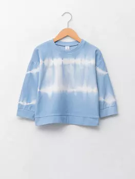 Толстовка для маленьких мальчиков с круглым вырезом и длинными рукавами с рисунком батика LCW baby, синий принт