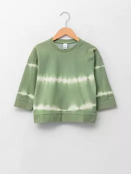 Толстовка для маленьких мальчиков с круглым вырезом и длинными рукавами с рисунком батика LCW baby, зеленый принт