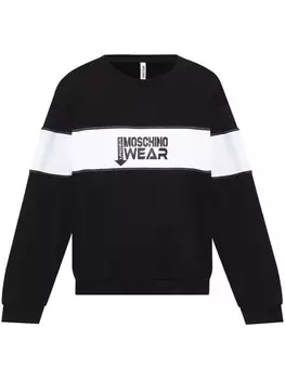 Толстовка для отдыха с принтом логотипа Moschino, черный