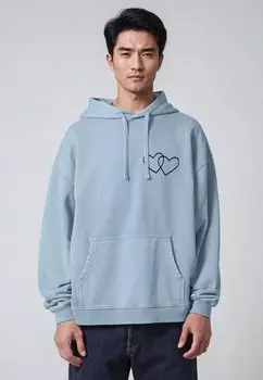 Толстовка DOUBLE HEART VINTAGE EMBROIDERY - Hoodie Mira Paris, светло-голубой