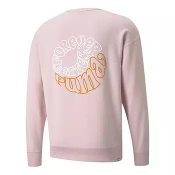 Толстовка downtown logo printing sports round neck pullover pink red Puma, красный
