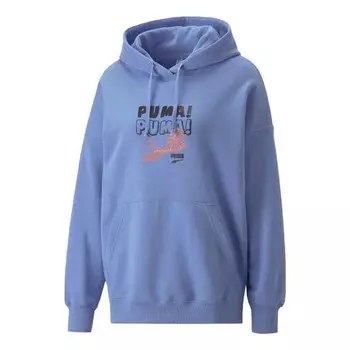 Толстовка downtown oversized graphic hoodie 'blue' Puma, синий