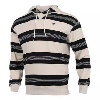 Толстовка downtown striped hoodie 'beige black white' Puma, бежевый