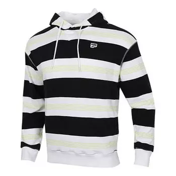 Толстовка downtown striped hoodie 'black white green' Puma, черный