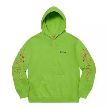 Толстовка dragon overdyed hooded sweatshirt 'green red' Supreme, зеленый