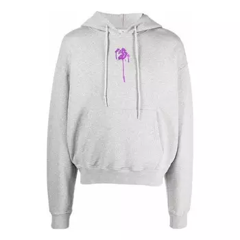 Толстовка dripped ow logo over hoodie 'grey' Off-White, серый