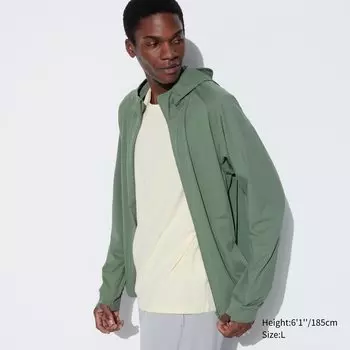 Толстовка DRY-EX Ultra Stretch с капюшоном и молнией UNIQLO, зеленый