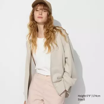 Толстовка DRY с капюшоном и молнией UNIQLO, светло-бежевый