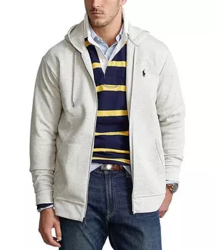 Толстовка двойной вязки с молнией во всю длину Polo Ralph Lauren Big & Tall, бежевый