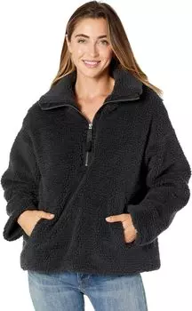 Толстовка Dylan by True Grit Lux Sherpa Oversized 1/2 Zip with Pockets, цвет Soft Black