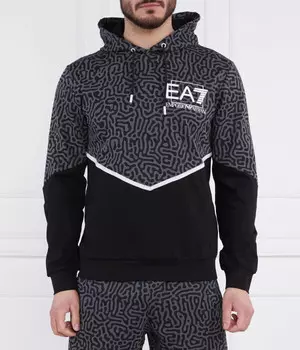 Толстовка Ea7 Regular Fit, черный / серый / белый