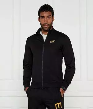 Толстовка Ea7 Regular Fit на молнии, черный / золотой