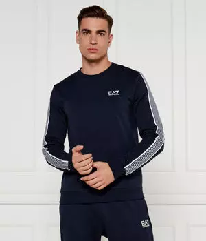Толстовка Ea7 Regular Fit с полосами на рукавах, синий / белый