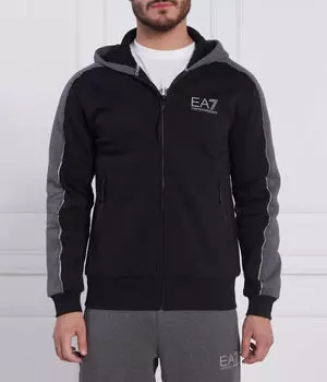 Толстовка Ea7 с капюшоном, черный / серый