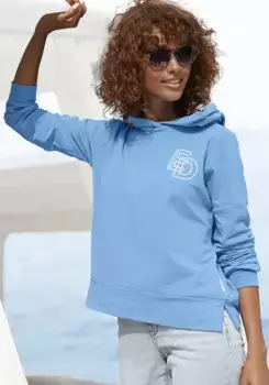 Толстовка Elbsand с капюшоном и крупным логотипом на спине, удобная толстовка из хлопка, синий