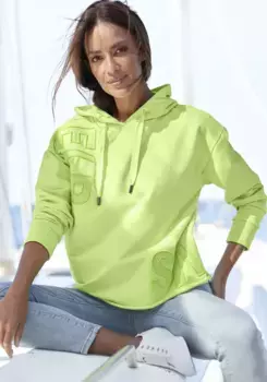 Толстовка Elbsand с капюшоном "Элгин" с вышивкой логотипа, свободная толстовка из эластичного хлопка, цвет Limone