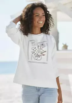 Толстовка Elbsand с принтом спереди, спортивный свитер из эластичного хлопка, белый