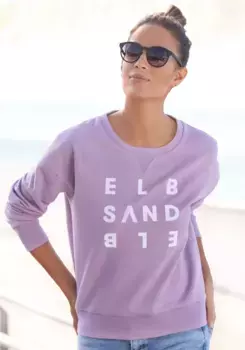 Толстовка Elbsand "Ylva", с логотипом, спортивно-повседневная, фиолетовый