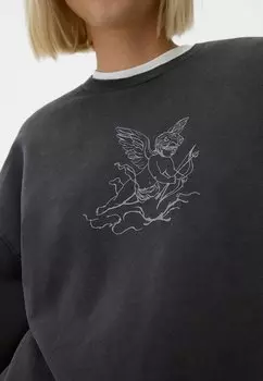 Толстовка EMBROIDERED PRINTED Bershka, серый