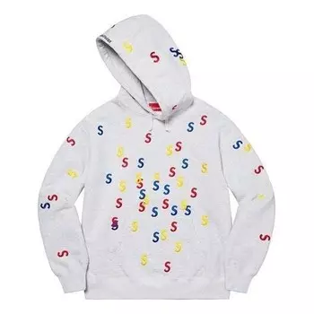 Толстовка embroidered s hooded sweatshirt 'white yellow red blue' Supreme, белый