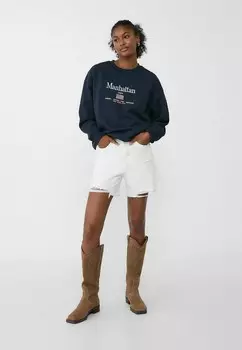 Толстовка EMBROIDERED Stradivarius, цвет Mottled Dark Blue
