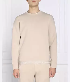 Толстовка Emporio Armani с логотипом на резинке, бежевый