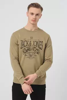 Толстовка Eric с овальным вырезом и логотипом Jack & Jones, зеленый