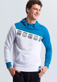 Толстовка erima 5 C Kapuzensweat, цвет weiss/oriental blue/colonial blue