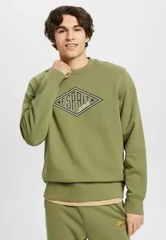 Толстовка Esprit Mit Logo-Print, темно-зеленый