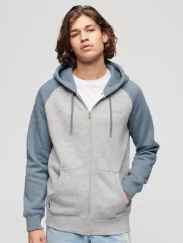Толстовка Essential Baseball на молнии Superdry, атлетический серый/синий меланж