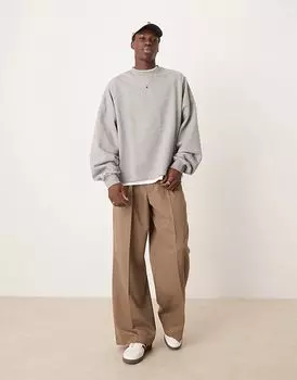 Толстовка essential extreme oversize серого меланжевого цвета ASOS DESIGN