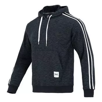 Толстовка essential heritage fleece hoodie 'black white' Under Armour, черный