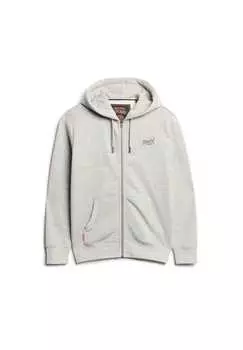 Толстовка - Essential Logo Hoodie с капюшоном на молнии однотонная Superdry., серый