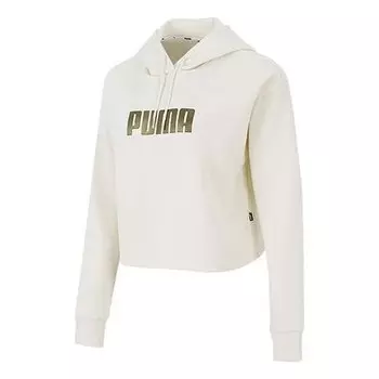 Толстовка essential metallic cropped hoodie 'beige' Puma, бежевый