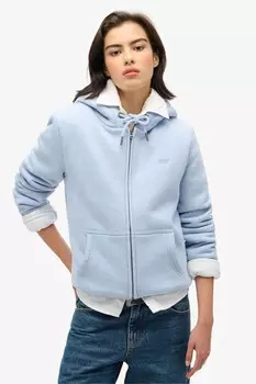 Толстовка Essential с капюшоном на молнии с подкладкой из искусственного меха Superdry, синий