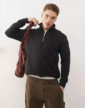 Толстовка Essential с застежкой-молнией на половину длины черного цвета adidas Originals