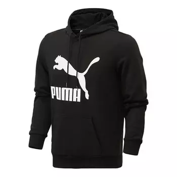 Толстовка essentials fleece hoodie 'black white' Puma, черный