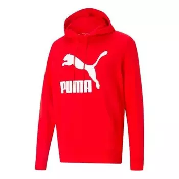Толстовка essentials fleece hoodie 'red white' Puma, красный