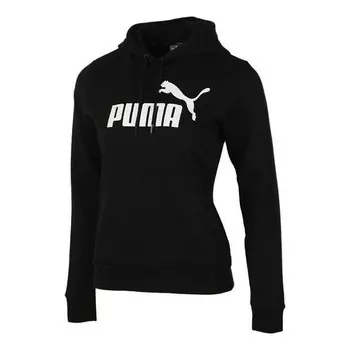 Толстовка essentials hoodie 'black white' Puma, черный