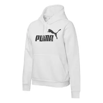 Толстовка essentials hoodie 'white black' Puma, белый