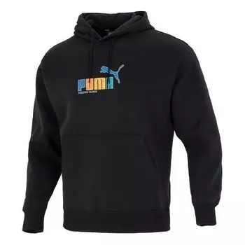 Толстовка essentials rainbow hoodie 'black' Puma, черный