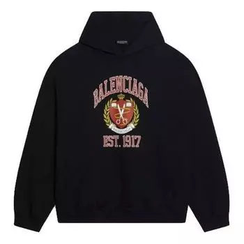 Толстовка est. 1917 college logo print hoodie wide fit 'black' Balenciaga, черный