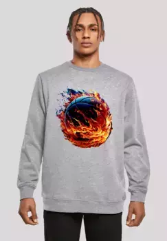 Толстовка F4NT4STIC "Basketball On Fire Sport CREW", принт, серый