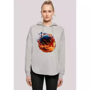 Толстовка F4NT4STIC "Basketball On Fire Sport OVERSIZE HOODIE", принт, серый