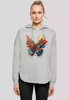 Толстовка F4NT4STIC "Butterfly Flowers Oversize Hoodie", принт, серый