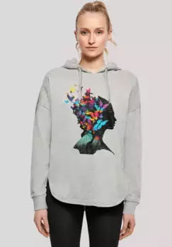 Толстовка F4NT4STIC "Butterfly Silhouette OVERSIZE HOODIE", принт, серый