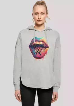 Толстовка F4NT4STIC "Drooling Lips OVERSIZE HOODIE", принт, серый
