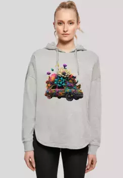 Толстовка F4NT4STIC "Flowers Car Oversize Hoodie", принт, серый